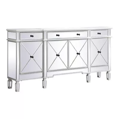 Elegant Decor Contempo 72  MDF And Metal Mirrored Credenza In Antique White • $940