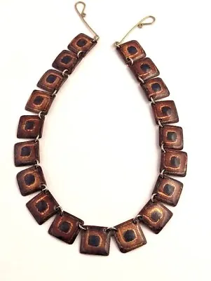 Vintage Enamel Necklace In Copper 1970's • $65