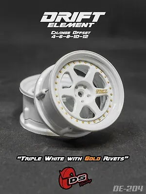 1:10 RC Wheels Rims Set 2pc Adjustable Offset- DS Racing Drift Elements DE-204 • £12.99