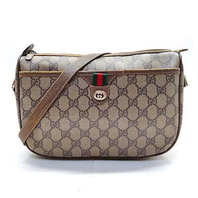 Vintage Gucci Crossbody Bag Sherry Line Brown PVC 1371694 • $0.99