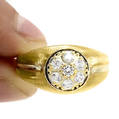 Cluster Mens Wedding Ring Round Cut Simulated Diamond 14K Yellow Gold Plated • $123.22