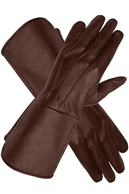 Men'sReal Leather Costume Gloves Long Cuff Gauntlet DRIVING WORK DRESS UNLINED • $29.99