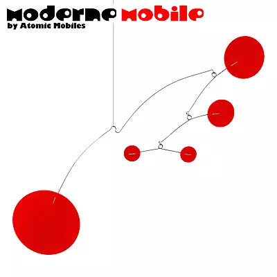 DELIGHTFUL Modern Mobile: Vibrant Red Mid Century Mod | Handcrafted Art Decor • $199