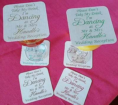 £14.99 • Buy 75 Wedding Coasters,  Don't Take My Drink, I'm Dancing  Any Colour Words