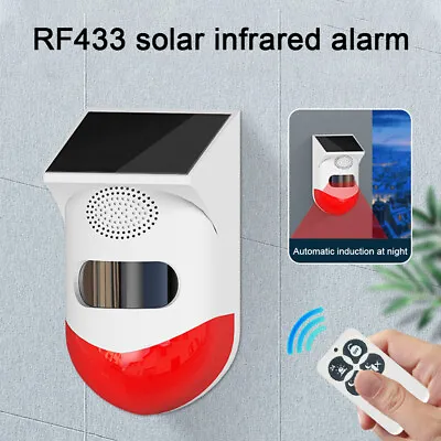WiFi Solar Alarm Strobe Light Wireless Motion Sensor Detector Remote Control • $26.35