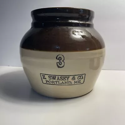 E. SWASEY & Co. Stoneware Bean Pot #3 Portland Maine • $90