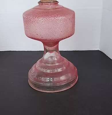 Vintage Oil Lamp Base Only Pink Texture Glass • $14.95