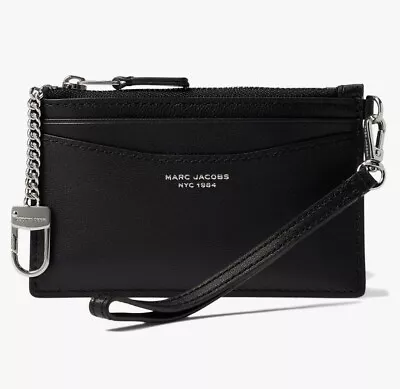 Marc Jacobs S176L03FA22-001 The Top Zip Wristlet Wallet Black Silver One Size • $128.98