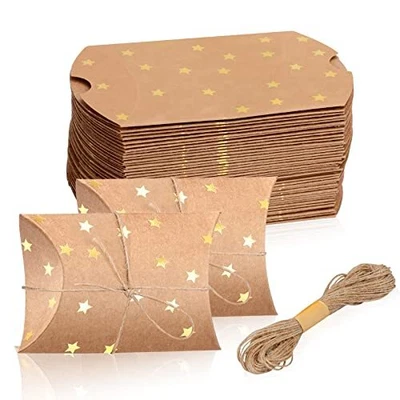 $20.75 • Buy 100 Pieces Small Gift Pillow Boxes Pillow Boxes For Gifts Kraft New Year Gift...