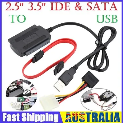 SATA/PATA/IDE To USB 2.0 Cable Power Adapter Converter For Hard Disk Drive DVD • $20.29