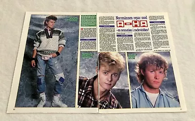 A-HA 1985 MORTEN HARKET Clipping Poster Swedish Music Magazine Okej 1980s • $7