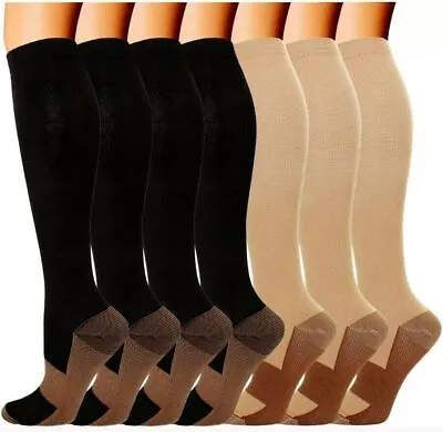 3Pair Copper Compression Socks 20-30 Mmgh Anti Fatigue Stockings Travel Vein USA • $18.97