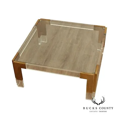 Contemporary Style Square Glass Lucite Square Coffee Table • $895