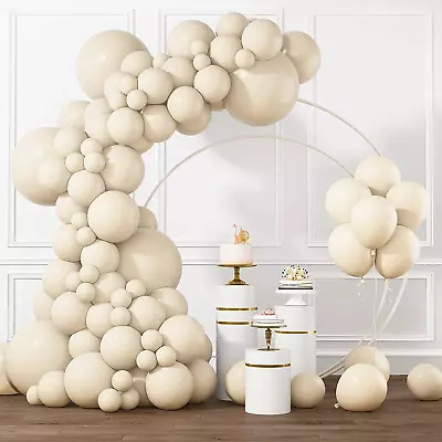 White Sand Balloons Different Sizes 105Pcs 5/10/12/18 Inch White Cream Beige Bal • $21.99