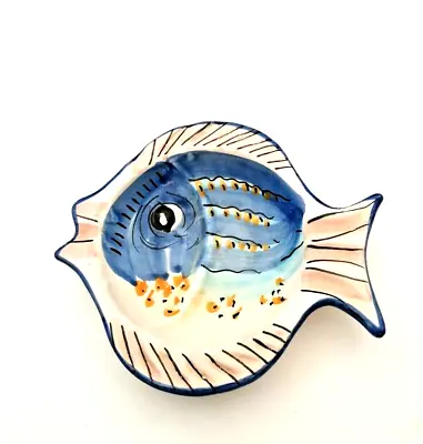Vintage Solimene Vietri Made In Italy Hand Painted Fish Dish Plate Trinket Dish  • $15