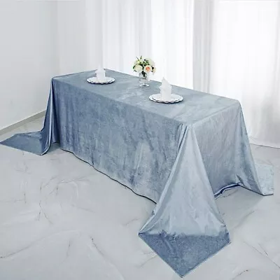 DUSTY BLUE 90 X132  Premium Velvet Rectangular Tablecloth Wedding Event Linens • $33.64