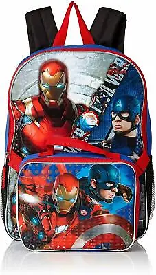 Marvel Boys Civil War Captain Vs. Ironman 16  Backpack Detachable Lunch Bag Kit • $19.99