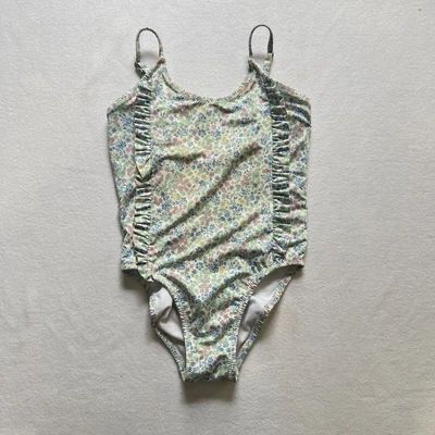 $8 • Buy Zara Girls Swimsuit Size 6-7 One Piece Floral Ruffle Preppy Classic