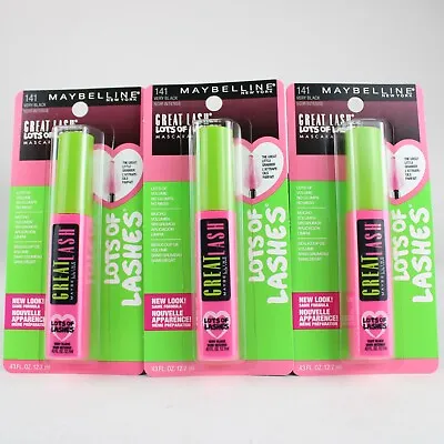 Maybelline Great Lash Lots Of Lashes Mascara Sealed 141 - Very Black Lot 3 • $16.49