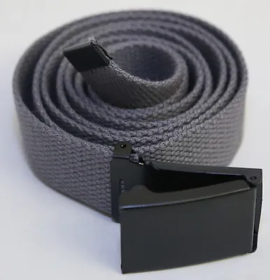 New Flip Top Adjustble 54  Inch Steel Grey Military Web Canvas Black Belt Buckle • $8.99
