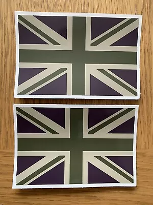 2x Green Union Jack Flag Stickers Wolf Wmik Snatch Defender Land Rover • £4.69