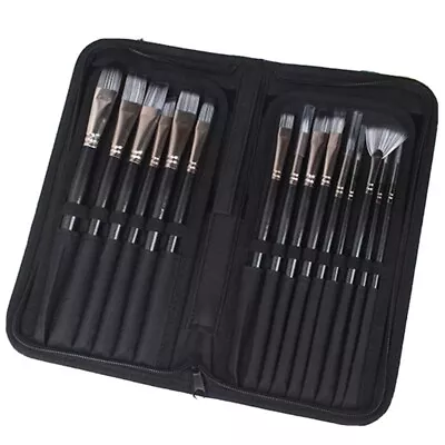 15 Piece Professional Artist Paint Brushes With Carrying Case. • £9.50
