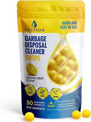 Garbage Disposal Cleaner Deodorizer Drops 50-Count Lemon Zest Scented Kitchen Si • $27.57