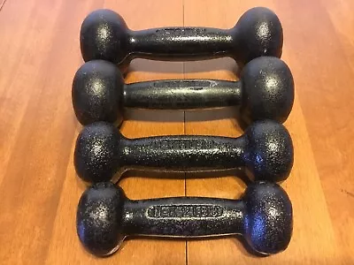 Vintage Lot Of 4 N-K Dumbbells 2 Lbs 3 Lbs 4 Lbs 5 Lbs Mexico Cast Iron Weights • $50
