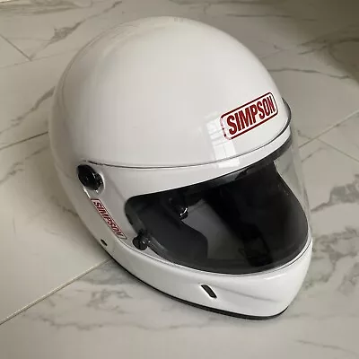 Simpson SA2010 Motorcycle Helmet Snell Size Large White Full Face Biker NASCAR • $174.99