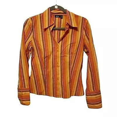 Mexx Womens Sz S 38 FR Orange Yellow Striped Long Sleeve Blouse • $10