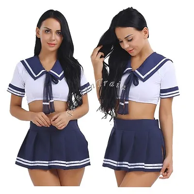 Japanese Sexy Womens Lady School Girl Cosplay Costume Sailor Uniform Dress Skirt • $13.51