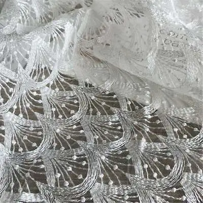 Chic Geometric Scalloped Embroidery Lace Fabric DIY Wedding Veil Dress 51  Wide • $14.50