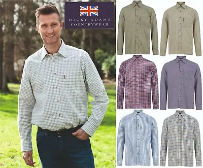 Mens Shirt Tattersall Country Check Checked Long Sleeve Casual Nicky Adams NEW • £14.95