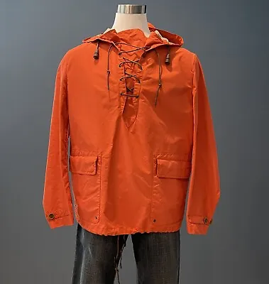 NWT Burberry Brit Orange Dalburn Hooded Pullover Rain Slicker Jacket - XL • $400