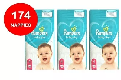 174pc Pampers Size 4 Baby / Infant Dry Nappies Absorbent Unisex Diaper 9-14kg • $59.98