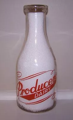 PRODUCERS DAIRY Quart Milk Bottle PEORIA ILL IL ILLINOIS • $16