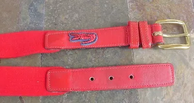 Lacoste Vintage 2023 - 36/90 Red Stretch Elastic & Leather Belt Women's • £23.58