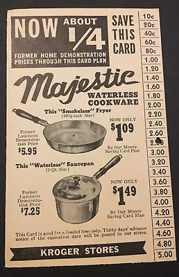 Vintage Majestic Aluminum Cookware Kroger Giveaway Card • $14.99