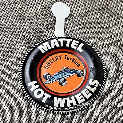 Vintage 1969 Mattel Hot Wheels Redline SHELBY Turbine Metal Tab Pin Button Badge • $9.99