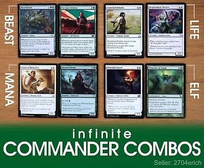 Set 4 Different Commander Infinite 2 Card Combos *Magic MTG* (Green White) • $4.35