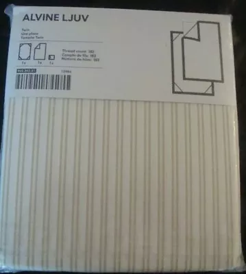 IKEA ALVINE LJUV Bed Sheet 3 Piece Set 100% Cotton White Yellow Striped Twin NEW • $42.95