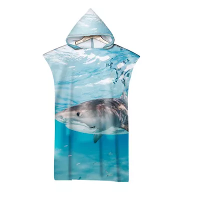 Cool Shark Unisex Hooded Poncho Towel Beach Surf Pool Swim Changing Robe Gift • £21.59