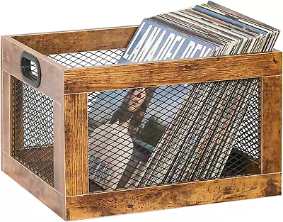 Vinyl Record Storage Crate Wooden Record Holder Classic Cube Record Organizer S • $47.89