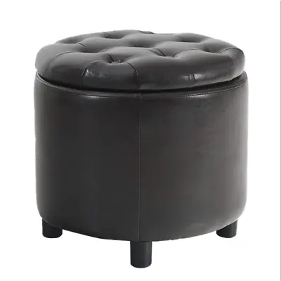 $89.99 • Buy Round Storage Ottoman Footrest Stool With Removable Lid PU Leather Footstool