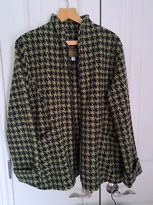 VTG MARALYCE FERREE Fleece Chevron Check Jacket Zip Cozy COASTAL Made USA Sz M • $29.07