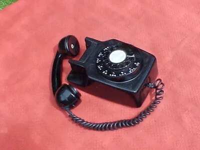 Vintage 1965 Wall Mounted Black Rotary Telephone • £19.99