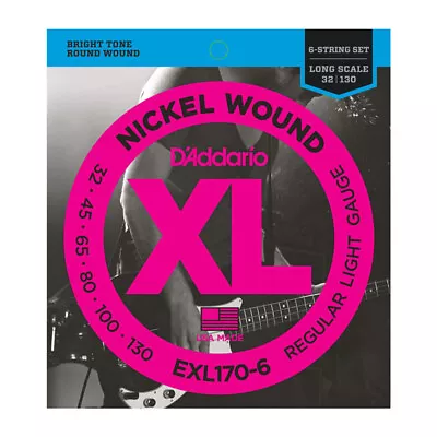 D'Addario EXL170-6 Long Scale 6-String Bass Strings Light 32-130 • $29.99