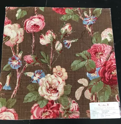 COWTAN & TOUT Upton Rose In Rose Brown 17 3/4  Linen Fabric Sample • £23.12