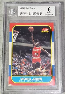 1986-87 Fleer Basketball #57 Michael Jordan RC Rookie HOF BGS 6 W/ 9 Centering • $2954