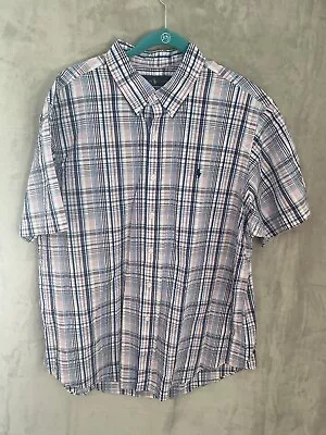 Ralph Lauren Shirt Mens XXL Button Down Short Sleeve Plaid Seersucker Preppy • $21.22